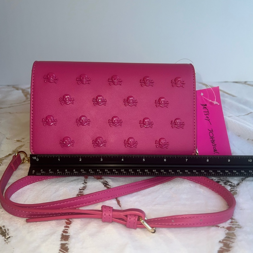 Betsey Johnson Hot Pink Skull Crossbody Bag